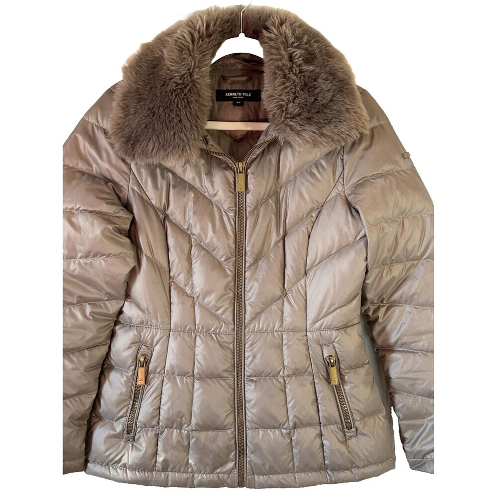 Kenneth Cole Down/Feather Puffer Coat With Removable Faux Fur  Collar Women’s S